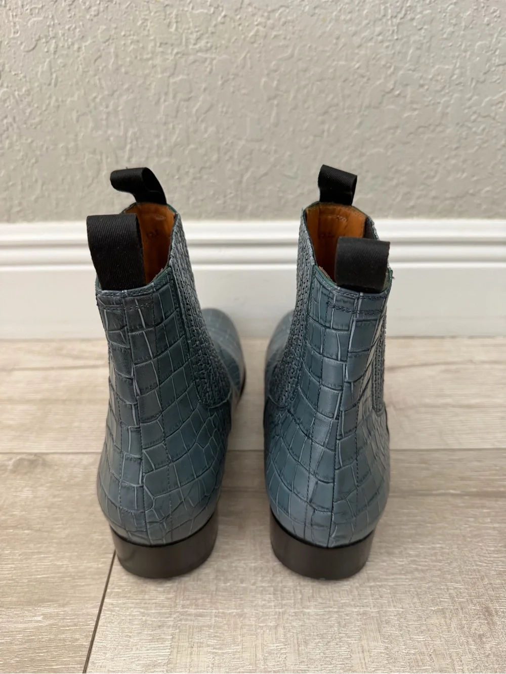 Tom Ford Blue Croc-Embossed Chelsea Ankle Boots men 11.5
